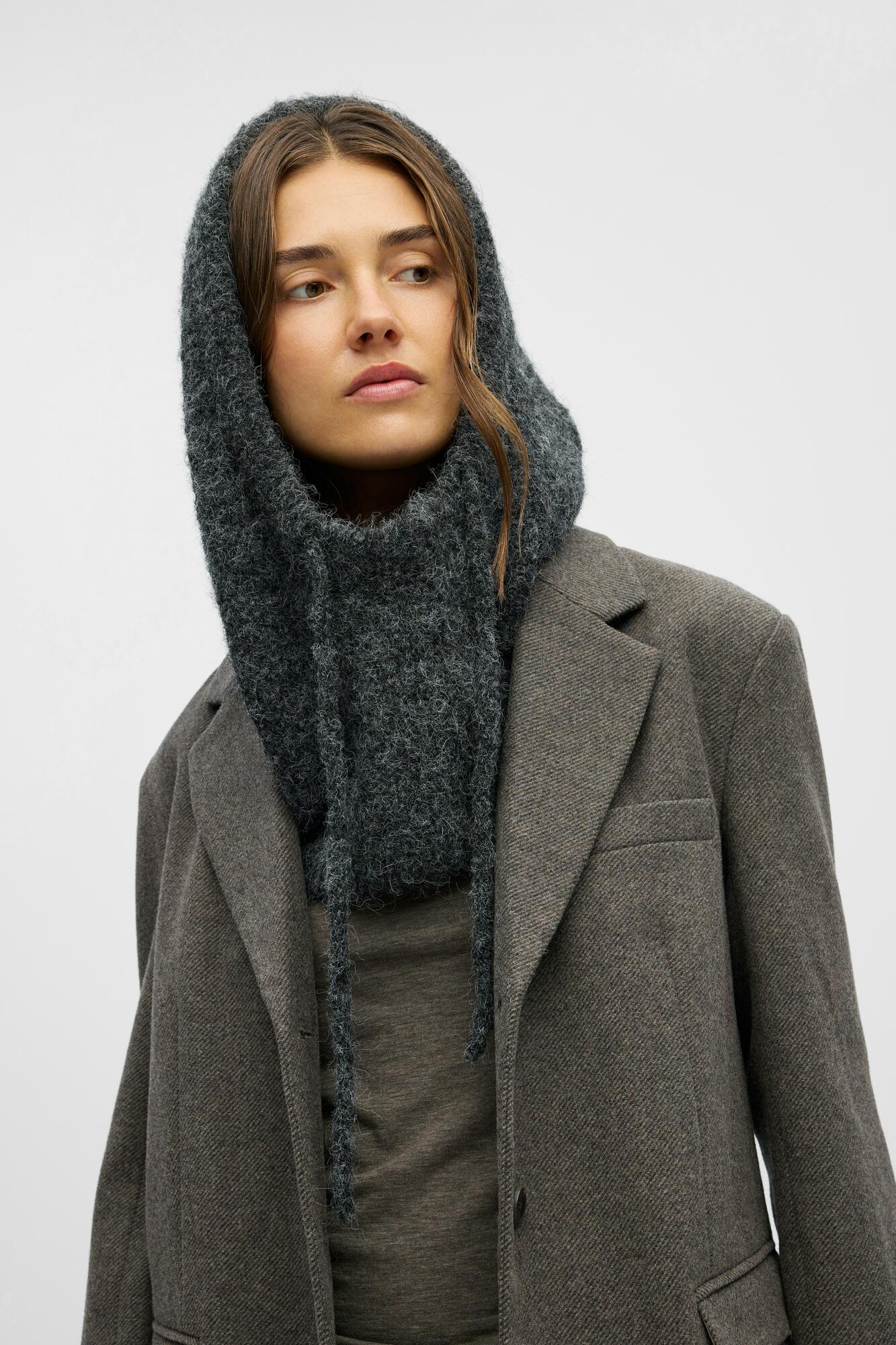 Milu Cable Knit balaclava - Dark Grey Melan